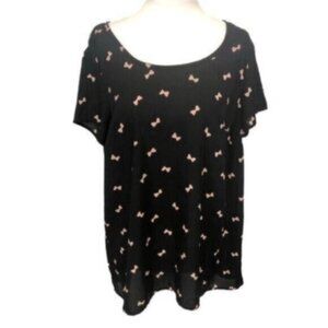 Torrid Black & Pink Bow Blouse Size 00/10